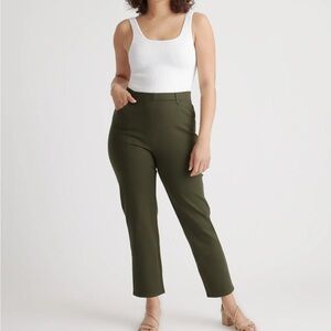 Quince 4 pocket Ultra Stretch Ponte Straight Leg Pants Size L Inseam 26 Olive